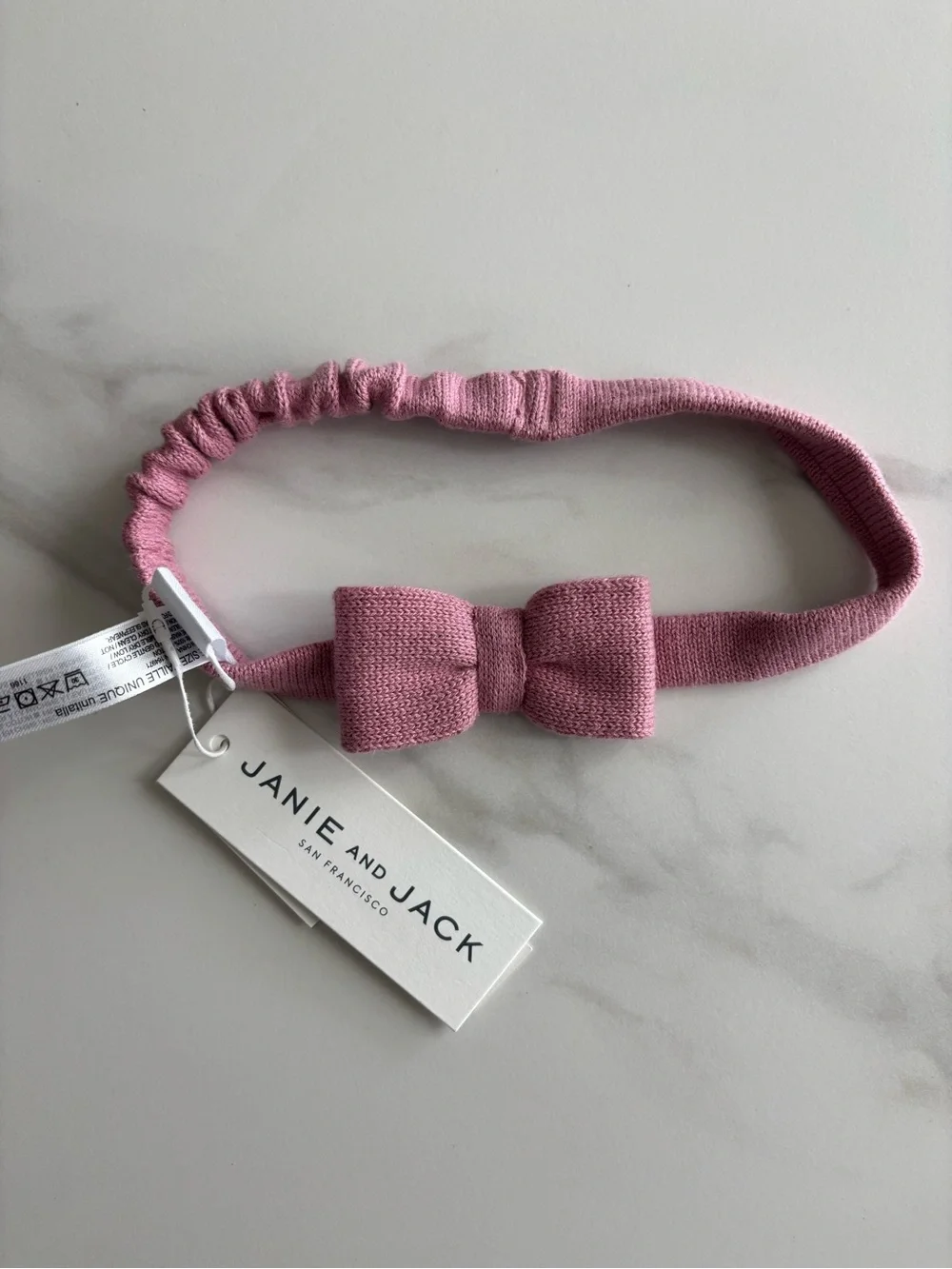 Janie and Jack Pink Knit Bow Headband